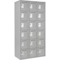 Petits casiers Clean Line, 6 niveaux, Bloc de 3, 36" x 18" x 72", Acier, Gris, Rivet (assembl&eacute;) OCP Construction Supplies