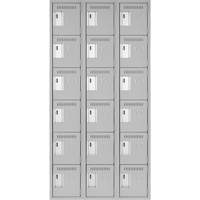 Petits casiers Clean Line, 6 niveaux, Bloc de 3, 36" x 18" x 72", Acier, Gris, Rivet (assembl&eacute;) OCP Construction Supplies
