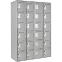 Clean Line Lockerettes, 6 -tier, Bank of 4, 48" x 18" x 72", Steel, Grey, Rivet (Assembled) OCP Construction Supplies