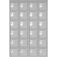 Clean Line Lockerettes, 6 -tier, Bank of 4, 48" x 18" x 72", Steel, Grey, Rivet (Assembled) OCP Construction Supplies