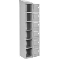 Clean Line Lockerette , 6 -tier, Bank of 4, 48" x 18" x 78", Steel, Grey, Rivet (Assembled) OCP Construction Supplies