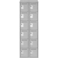Clean Line Lockerette , 6 -tier, Bank of 2, 24" x 18" x 78", Steel, Grey, Rivet (Assembled) OCP Construction Supplies