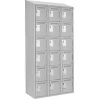 Clean Line Lockerette , 6 -tier, Bank of 3, 36" x 18" x 78", Steel, Grey, Rivet (Assembled) OCP Construction Supplies