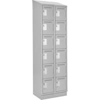 Clean Line Lockerette, 6 -tier, Bank of 2, 24" x 18" x 82", Steel, Grey, Rivet (Assembled) OCP Construction Supplies