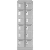 Clean Line Lockerette, 6 -tier, Bank of 2, 24" x 18" x 82", Steel, Grey, Rivet (Assembled) OCP Construction Supplies