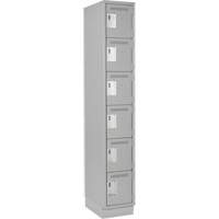Clean Line Lockerette, 6 -tier, 12" x 18" x 76", Steel, Grey, Rivet (Assembled) OCP Construction Supplies