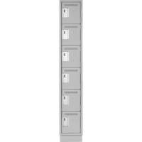 Clean Line Lockerette, 6 -tier, 12" x 18" x 76", Steel, Grey, Rivet (Assembled) OCP Construction Supplies