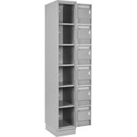 Clean Line Lockerette, 6 -tier, Bank of 4, 48" x 18" x 76", Steel, Grey, Rivet (Assembled) OCP Construction Supplies
