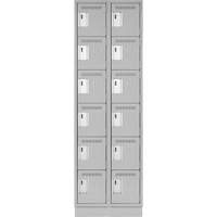 Clean Line Lockerette, 6 -tier, Bank of 2, 24" x 18" x 76", Steel, Grey, Rivet (Assembled) OCP Construction Supplies