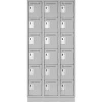 Clean Line Lockerette, 6 -tier, Bank of 3, 36" x 18" x 76", Steel, Grey, Rivet (Assembled) OCP Construction Supplies