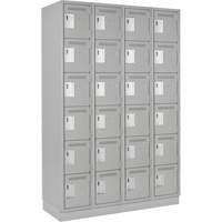 Clean Line Lockerette, 6 -tier, Bank of 4, 48" x 18" x 76", Steel, Grey, Rivet (Assembled) OCP Construction Supplies