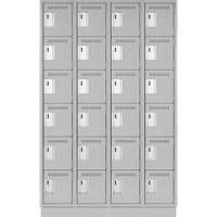 Clean Line Lockerette, 6 -tier, Bank of 4, 48" x 18" x 76", Steel, Grey, Rivet (Assembled) OCP Construction Supplies