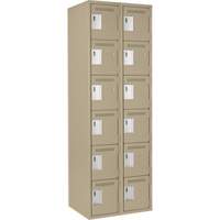 Clean Line Lockerette, 6 -tier, Bank of 2, 24" x 18" x 72", Steel, Beige, Rivet (Assembled) OCP Construction Supplies