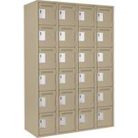 Clean Line Lockerette, 6 -tier, Bank of 4, 48" x 18" x 72", Steel, Beige, Rivet (Assembled) OCP Construction Supplies