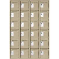Clean Line Lockerette, 6 -tier, Bank of 4, 48" x 18" x 72", Steel, Beige, Rivet (Assembled) OCP Construction Supplies