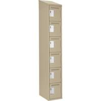 Clean Line Lockerette, 6 -tier, 12" x 18" x 78", Steel, Beige, Rivet (Assembled) OCP Construction Supplies