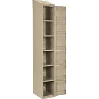 Clean Line Lockerette, 6 -tier, Bank of 4, 48" x 18" x 78", Steel, Beige, Rivet (Assembled) OCP Construction Supplies