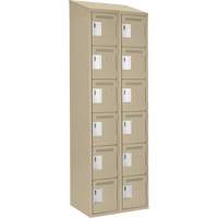 Clean Line Lockerette, 6 -tier, Bank of 2, 24" x 18" x 78", Steel, Beige, Rivet (Assembled) OCP Construction Supplies