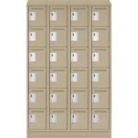 Clean Line Lockerette , 6 -tier, Bank of 4, 48" x 18" x 82", Steel, Beige, Rivet (Assembled) OCP Construction Supplies