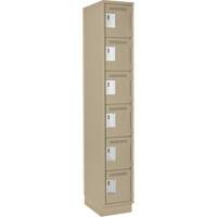 Clean Line Lockerette, 6 -tier, 12" x 18" x 76", Steel, Beige, Rivet (Assembled) OCP Construction Supplies