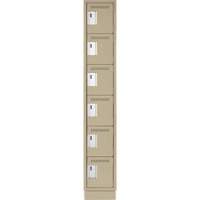 Clean Line Lockerette, 6 -tier, 12" x 18" x 76", Steel, Beige, Rivet (Assembled) OCP Construction Supplies