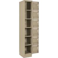 Clean Line Lockerette, 6 -tier, Bank of 4, 48" x 18" x 76", Steel, Beige, Rivet (Assembled) OCP Construction Supplies