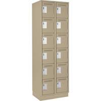 Clean Line Lockerette, 6 -tier, Bank of 2, 24" x 18" x 76", Steel, Beige, Rivet (Assembled) OCP Construction Supplies