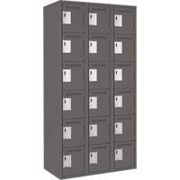 Clean Line Lockerette, 6 -tier, Bank of 3, 36" x 18" x 72", Steel, Charcoal, Rivet (Assembled) OCP Construction Supplies