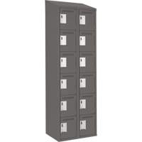 Clean Line Lockerette, 6 -tier, Bank of 2, 24" x 18" x 78", Steel, Charcoal, Rivet (Assembled) OCP Construction Supplies