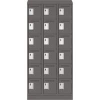 Clean Line Lockerette, 6 -tier, Bank of 3, 36" x 18" x 82", Steel, Charcoal, Rivet (Assembled) OCP Construction Supplies