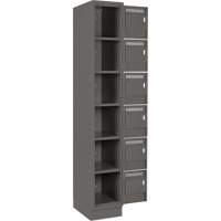 Clean Line Lockerette, 6 -tier, Bank of 4, 48" x 18" x 76", Steel, Charcoal, Rivet (Assembled) OCP Construction Supplies