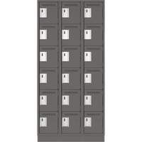 Clean Line Lockerette, 6 -tier, Bank of 3, 36" x 18" x 76", Steel, Charcoal, Rivet (Assembled) OCP Construction Supplies