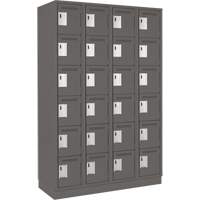 Clean Line Lockerette, 6 -tier, Bank of 4, 48" x 18" x 76", Steel, Charcoal, Rivet (Assembled) OCP Construction Supplies