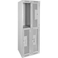 Casiers Clean Line, 2 niveaux, Bloc de 2, 24" x 15" x 72", Acier, Gris, Rivet (assembl&eacute;), Perfor&eacute; OCP Construction Supplies