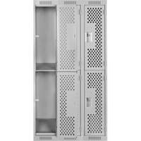 Clean Line Lockers, 2 -tier, Bank of 3, 36" x 15" x 72", Steel, Grey, Rivet (Assembled), Perforated OCP Construction Supplies