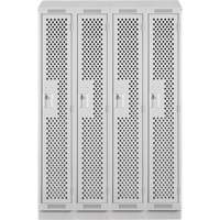 Clean Line Lockers, Bank of 4, 48" x 12" x 82", Steel, Grey, Rivet (Assembled), Perforated OCP Construction Supplies