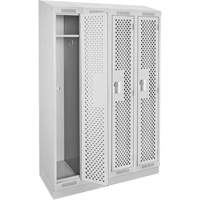 Clean Line Lockers, Bank of 4, 48" x 12" x 82", Steel, Grey, Rivet (Assembled), Perforated OCP Construction Supplies