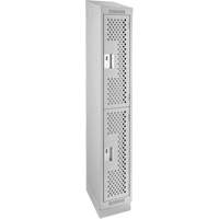 Casiers Clean Line, 2 niveaux, 12" x 12" x 82", Acier, Gris, Rivet (assembl&eacute;), Perfor&eacute; OCP Construction Supplies
