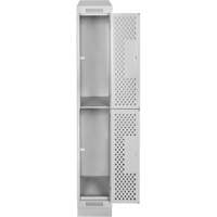 Casiers Clean Line, 2 niveaux, 12" x 12" x 82", Acier, Gris, Rivet (assembl&eacute;), Perfor&eacute; OCP Construction Supplies