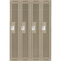 Clean Line Lockers, Bank of 4, 48" x 15" x 72", Steel, Beige, Rivet (Assembled), Perforated OCP Construction Supplies