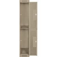 Casiers Clean Line, 2 niveaux, 12" x 15" x 72", Acier, Beige, Rivet (assembl&eacute;), Perfor&eacute; OCP Construction Supplies