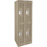 Casiers Clean Line, 2 niveaux, Bloc de 2, 24" x 15" x 72", Acier, Beige, Rivet (assembl&eacute;), Perfor&eacute; OCP Construction Supplies