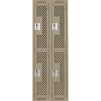 Casiers Clean Line, 2 niveaux, Bloc de 2, 24" x 15" x 72", Acier, Beige, Rivet (assembl&eacute;), Perfor&eacute; OCP Construction Supplies
