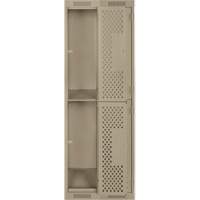 Casiers Clean Line, 2 niveaux, Bloc de 2, 24" x 15" x 72", Acier, Beige, Rivet (assembl&eacute;), Perfor&eacute; OCP Construction Supplies