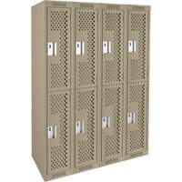 Casiers Clean Line, 2 niveaux, Bloc de 4, 48" x 15" x 72", Acier, Beige, Rivet (assembl&eacute;), Perfor&eacute; OCP Construction Supplies