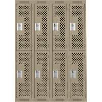 Casiers Clean Line, 2 niveaux, Bloc de 4, 48" x 15" x 72", Acier, Beige, Rivet (assembl&eacute;), Perfor&eacute; OCP Construction Supplies