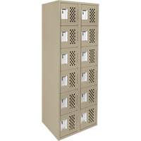 Clean-Line Perforated Lockerette, 6 -tier, Bank of 2, 12" x 72" x 12", Steel OCP Construction Supplies
