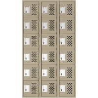 Clean-Line Perforated Lockerette, 6 -tier, Bank of 3, 12" x 72" x 12", Steel OCP Construction Supplies
