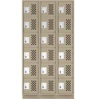 Clean-Line Perforated Lockerette, 6 -tier, Bank of 3, 12" x 72" x 12", Steel OCP Construction Supplies