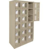 Clean-Line Perforated Lockerette, 6 -tier, Bank of 3, 12" x 72" x 12", Steel OCP Construction Supplies